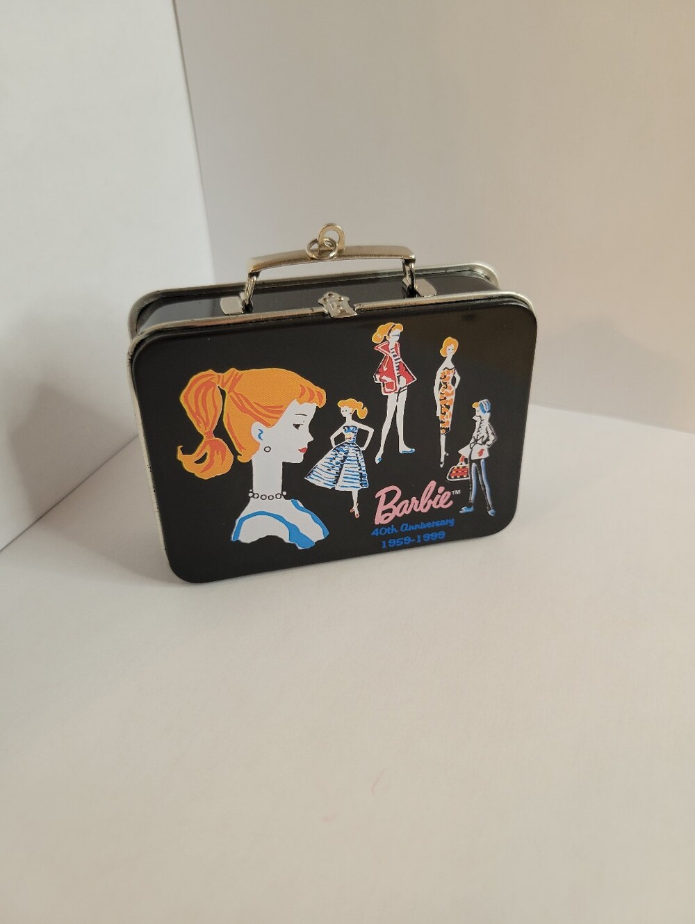 Barbie 40th Anniversary Black Tin Case Art Designs and Pink Logo, Collectible